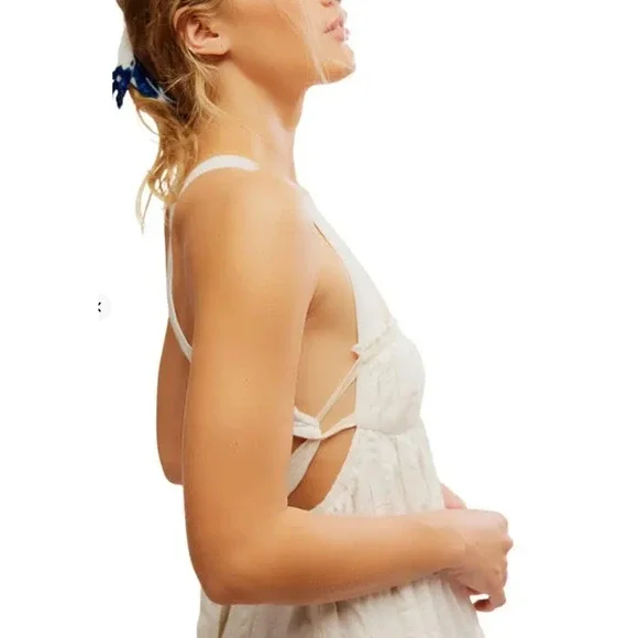 NEW FREE PEOPLE FREE-EST COCONUT MILK IVORY POPPY MIDI DRESS SZ L - Picture 8 of 11